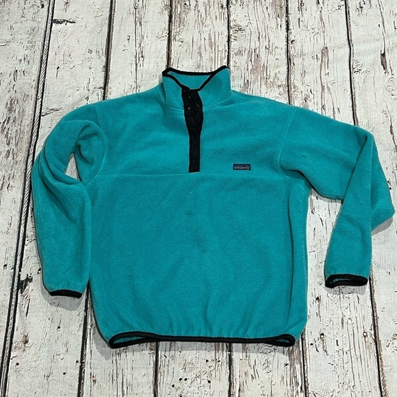 Vintage 1980s Women's Patagonia Aqua Snap T Pullover Fleece Jacket - Picture 1 of 5